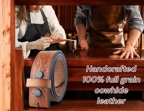 Image of F&L CLASSIC Western Belt without buckle for men - Full Grain Leather Cowboy Belts for jeans - One Piece Leather strap belt