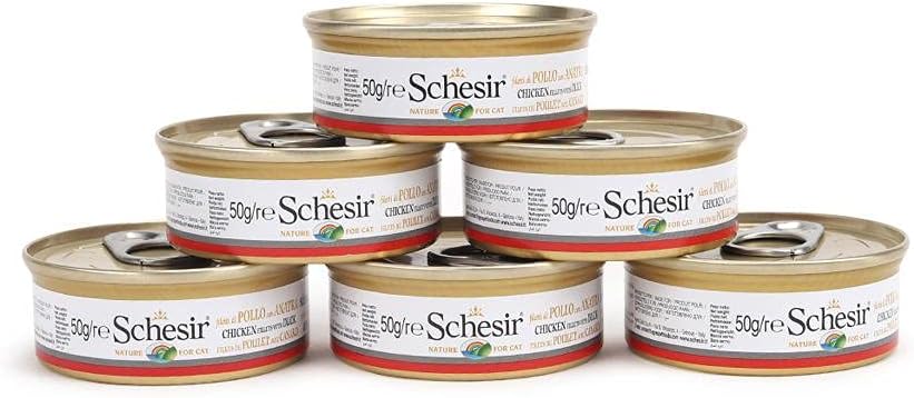Heads Up For Tails Schesir 71% Chicken Fillets With Duck Wet Adult Cat Food- (6X50 G)