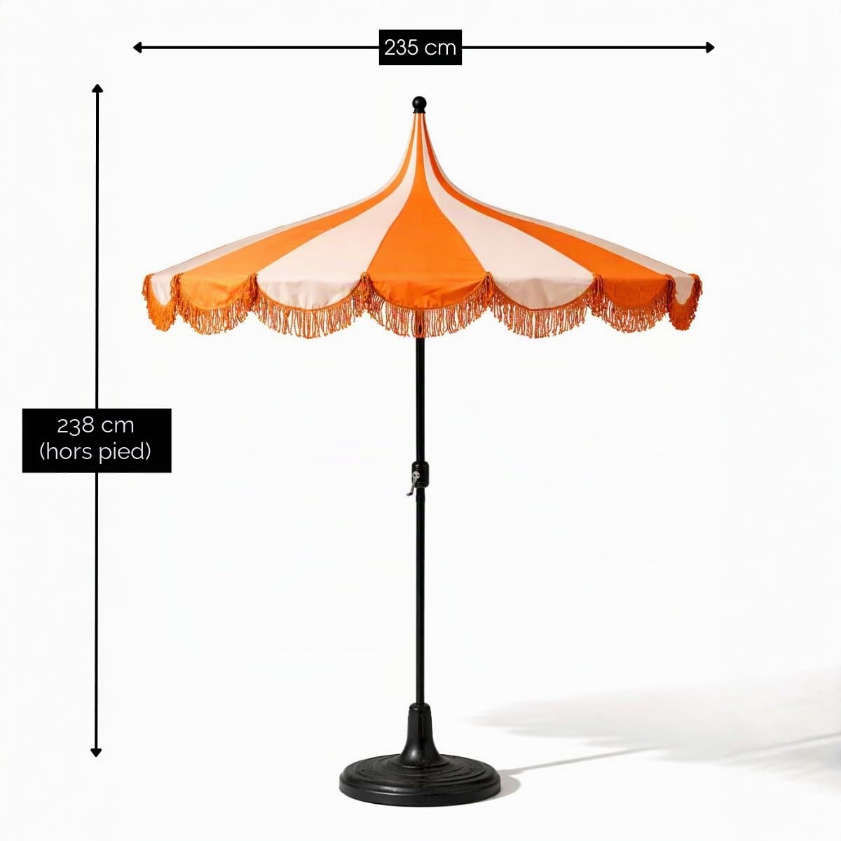 MICA Decorations Kim Parasol Rayé avec Sac de Transport - Protection Solaire 238 x Ø235 cm - Parasol Plage Jardin ou Balcon - Polyester, Acier