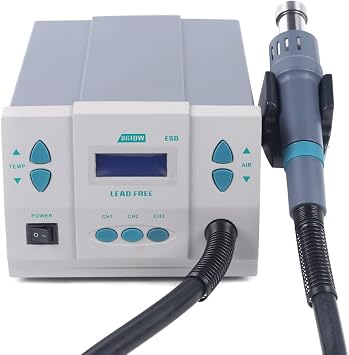 1000W Hot Air Rework Station Soldering Hot Air Heat Gun 861DW 1000W Digital Display Station Soldering Rework Station HeatGun with 3pcs Air Nozzles 5mm, 8mm, 10mm, 100C500C for Electronics Repairin