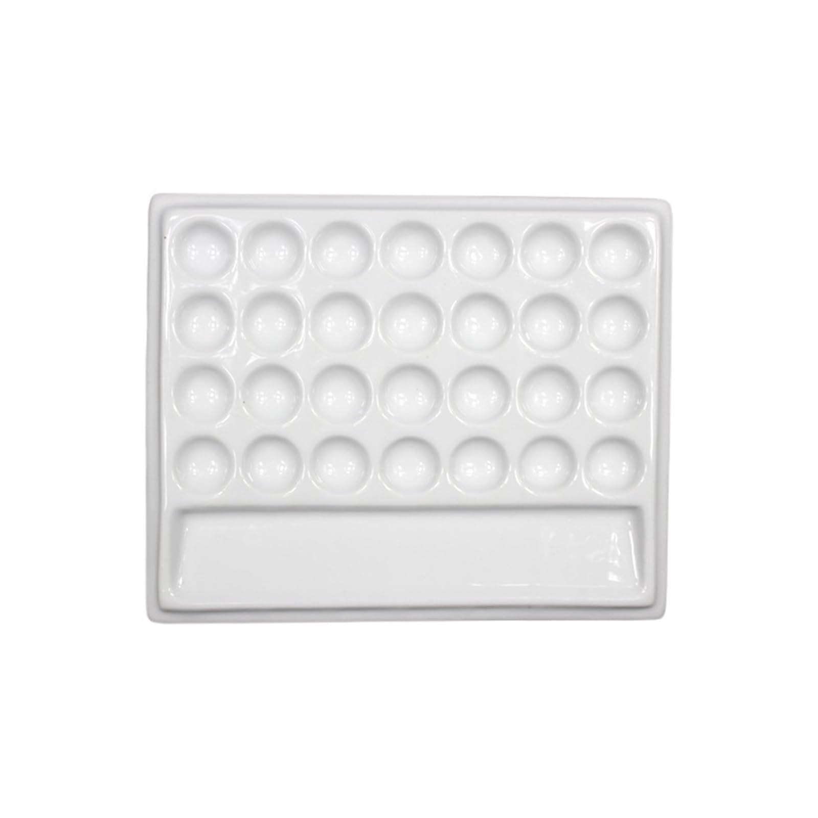 Paint Palette, Flat Ceramic Paint Mix Palette, Multiple Shapes(28 round holes)
