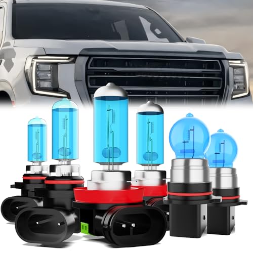 Image of Headlight Bulbs Compatible With GMC Yukon XL 2015-2019, 9005 High Beam + H11 Low Beam + PSX26W Fog Lights Halogen Light Bulb, Super Bright 6000K White, Plug and Play, Pack of 6