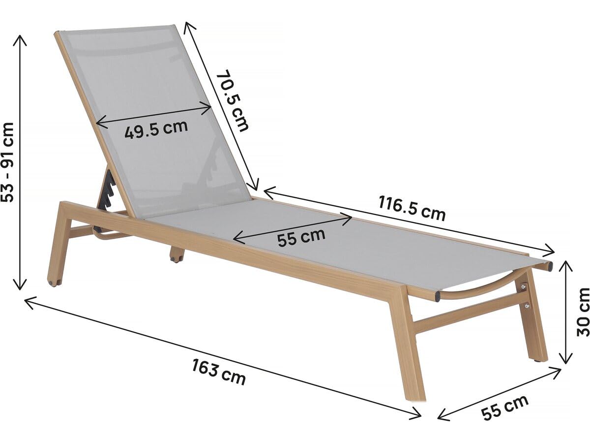 habitat et jardin Aluminium-Sonnenliege mit Holzoptik Elysia – Hellgrau