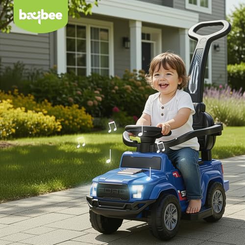 Image of Baybee Roady Pro Ride on Car for Kids | Baby Push Ride on Jeep with Parental Handle & Safety Guardrail | Rideons Toy Car with Backrest, Light & Music | Baby Ride on Cars for Kids 1-3 Years (Blue)