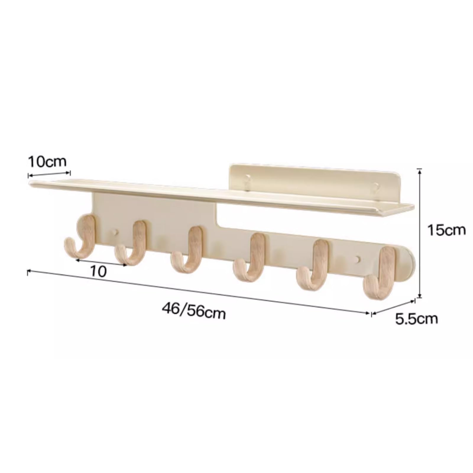 Appendiabiti Da Parete In Metallo Nero Con 5 Ganci - Design Elegante - Appendi Abiti Da Muro for Casa, Camera, Cucina, Salotto, Negozio - Appendino for Giacche, Cappotti, Cappelli(Black,5 hooks 46*15*