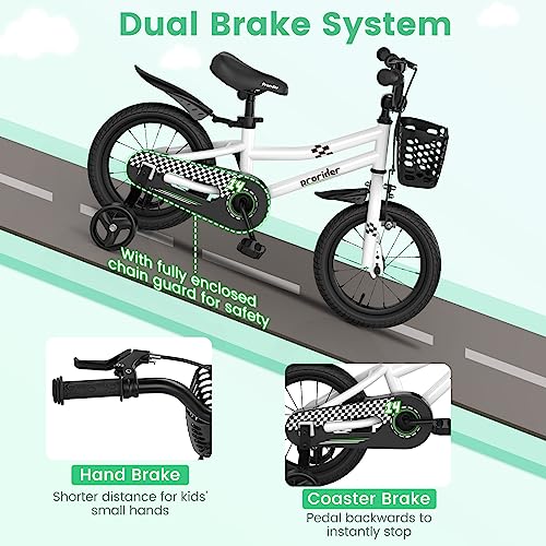 Image of BABY JOY Kids Bike, 12 14 16 18 Inch Boys Girls Bike for 3-8 Years w /Training Wheels, 20 Inch Children Bicycle for 8+ Teens w /Kickstand, Handbrake, Coaster Brake & Removable Basket, Sporty Bicycle
