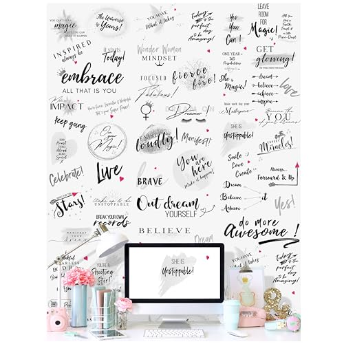 Girl Power 24/7 Be Unstoppable Motivational Peel & Stick Wallpaper – Inspirational Wall Decor with...