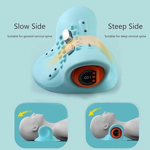 Miniatura 3 de Masajeador de cuello, masajeador de cuello 4 en 1 con amasado y calor 3D, tracción elástica cervical ajustable de 180 para aliviar el dolor, diseño