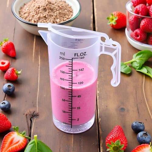 Vaso medidor plástico 250 ml con tapa y asa miniatura 3