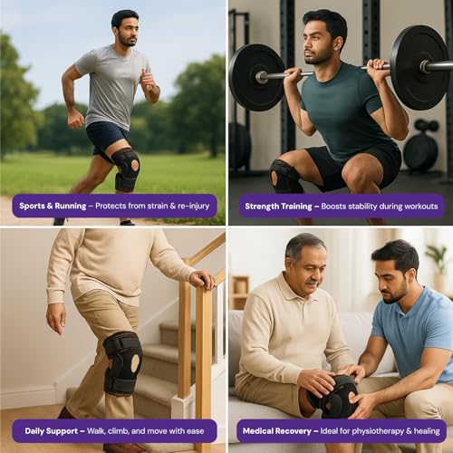 Image of Careforce Hinged Knee Brace with Silicone Ring Support for Adjustable Orthopedic Brace for Ligament Tear, Stability, Patella Support for Women Hinged Belt (Small-Medium)