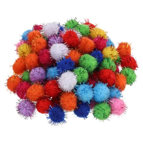 PATIKIL 0,6 Zoll Pompons für Bastelarbeiten, 200 Stück flauschige Pastell-Glitzer-Pompons für Kunstbedarf, DIY-Kreativmaterial, Handwerksdekorationen, bunt