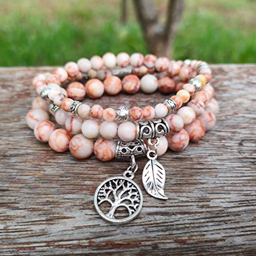 Image of YGLINE Tree of Life Yoga Healing Stone Bracelets,Multilayer Lotus Chakra Stone Reiki Bracelet Sets,Anxiety Crystal Natural Stone,for Women Stress Relief