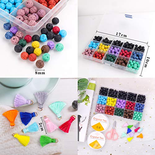 SUBANG 360 Pieces 8mm Color Lava Rock Beads Stone Chakra Beads Spacer Beads Kit Color Volcanic Lava Loose Stone Beads Natural Stone Beads for Jewelry Making - Thumbnail 6