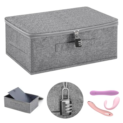 OISDJEUKK Locking Storage Box,Adult Toy Bag Storage Organizer Moisture-proof and Dust-proof Clothes Portable Storage Bag(Comes with a Combination Lock,Gray)