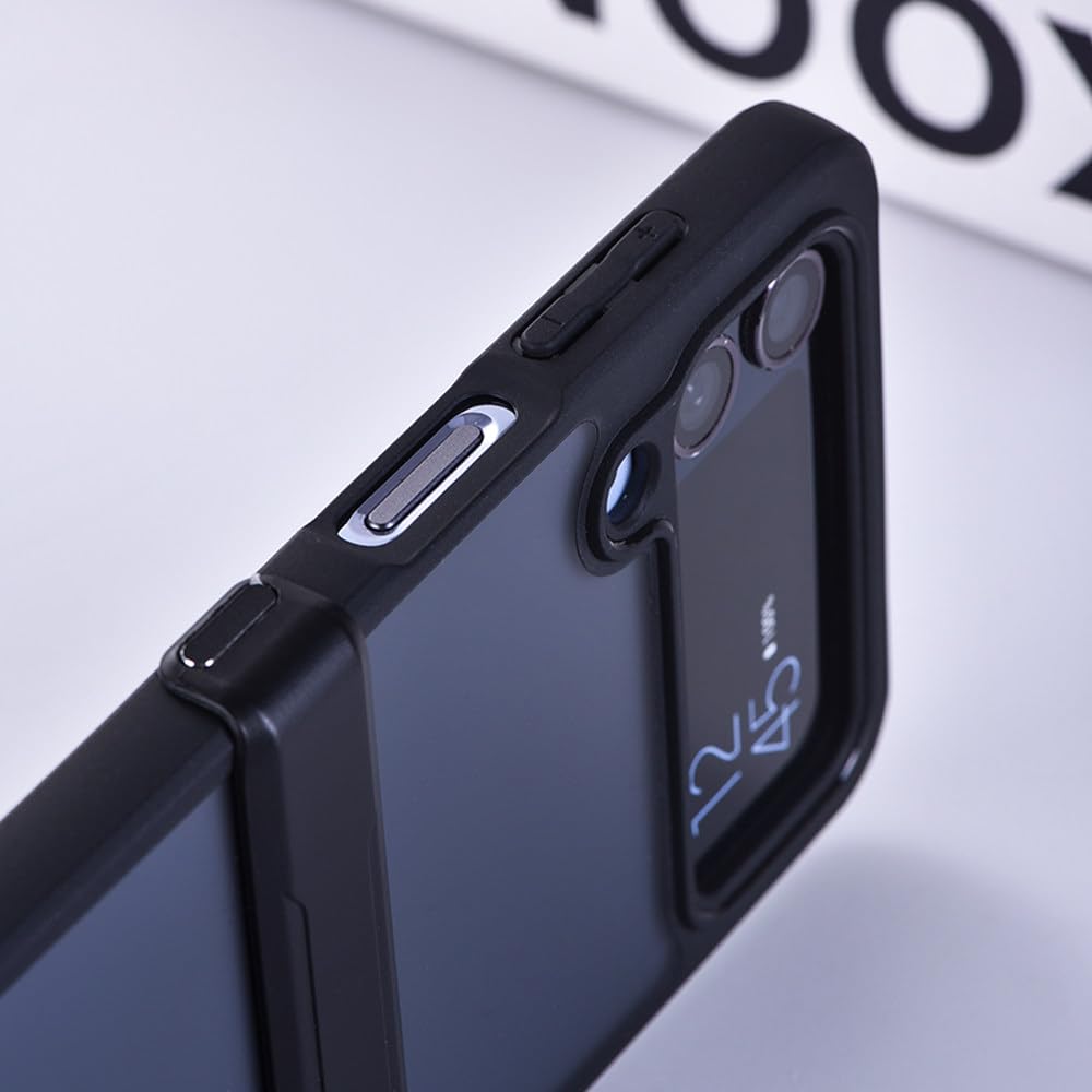 Funda rígida Plegable con bisagras Transparentes Mate para Samsung Galaxy Z Flip 4 5, Color Negro, para Z Flip 5
