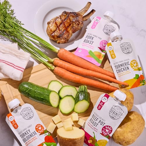 Image of Serenity Kids Bone Broth Protein Baby Food Pouches, 3.5 Oz, 24 Pack | No Added Sugar, Savory, Protein & Fat Forward, Meat-Based, Organic Baby Snacks, Toddler Food, Toddler Snack