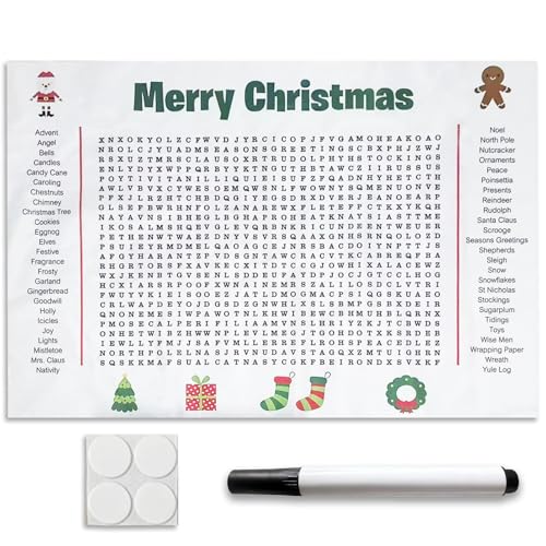 Giant Christmas Word Search - Giant 36"x24" Wall Game | Interactive Holiday Party Activity Poster for Family Classroom Office | Reusable Group Word Puzzle Decor