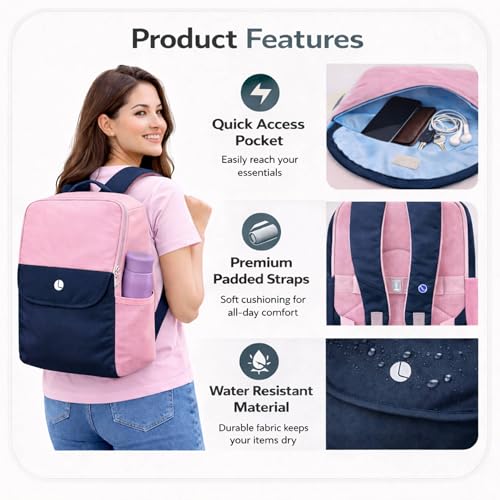 Image of Lify 17L Backpack for Men & Women | Water-Resistant, Lightweight Daypack | Laptop Backpack with Trolley Sleeve, Quick Access Pocket & Bottle Holder | (16.2 Inch)