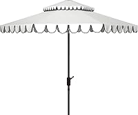Safavieh Outdoor Venice 9ft Round Umbrella - Double Top Crank, UV Protected Polyester Shade for Patio, Poolside & Backyard