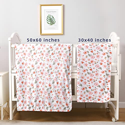 Daysu Silky Micro Soft Plush Baby Blankets For Girls With Print Floral Pattern And Soothing Raised Dots, Double Layer Bed Throws For Toddler Cot thumb #5