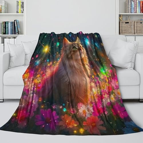 Couverture 3D chat en flanelle toutes saisons jetable et douce - 5