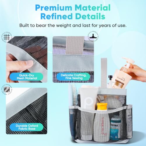 Image of EUDELE 2 Pack Mesh Shower Caddy Portable for College Dorm Room Essentials, Shower Caddy Dorm with 9-Pocket Large Capacity,Shower Bag for Beach,Swimming,Gym