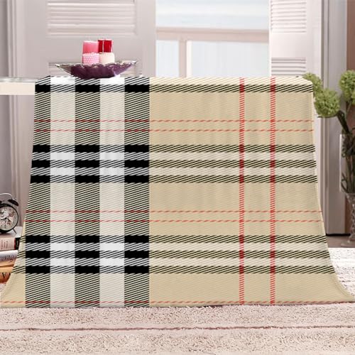 Couverture Lit 2 Personnes 3D Motifs Écossais Géométriques Moelleuse Plaid Canape Polaire En Microfibre Pour Canapé Et Lit 150x200Cm Flanelle Douce Et Chaude, Couverture En Peluche Adulte Enfants