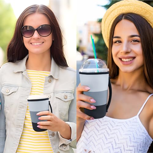 Image of KJQJLY 3 Pack Reusable Iced Coffee Sleeves for Iced Coffee Cups or Drinks Reusable Neoprene Insulated Sleeves for Hot and Cold Drinks from Starbucks, Dunkin, And More (Navy Blue)