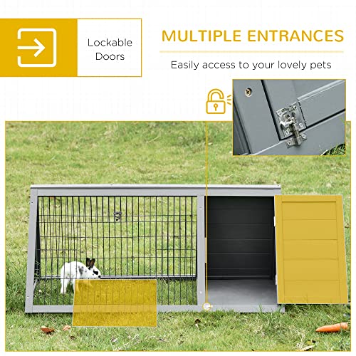 Pawhut USD51-1660131 46 Inch X 24 Inch Wooden A-Frame Outdoor Rabbit Cage Small Animal Hutch thumb #3