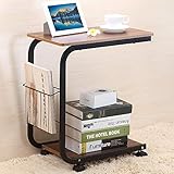 NeatClean サイドテーブル コの字型デザイン 可移動デスク キャスター付きデスク 収納棚 付き ナイトテーブル 汚れの除去が簡単 インストールが簡単