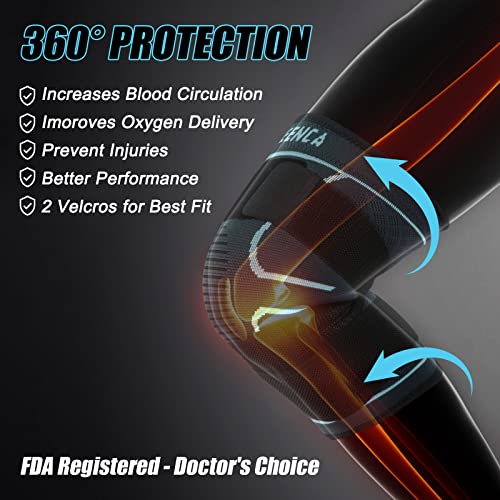 Image of NEENCA 2 Pack Knee Braces with Strap for Best Fit, Professional Knee Compression Sleeves Support for Knee Pain, Running, Work Out, Gym, Arthritis, ACL, Joint Pain Relief, Injury Recovery, Sports- Pair