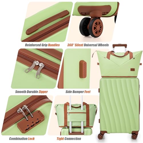 Image of Luggage Sets 6 Piece Suitcases with Wheels,ABS Hard Case Suitcases with Spinner Wheels,Durable Travel Luggage(LightGreen, 6 Piece Set(16 inch /20 inch /24 inch /28 inch)