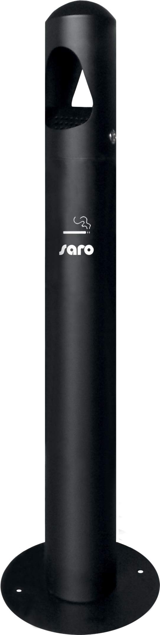SARO RANA - Posacenere nero, con contenitore interno in acciaio inox, da 290 x 290 x 1000 mm, richiudibile a chiave, per ambienti interni ed esterni