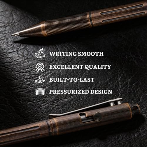 SMOOTHERPRO Tytanowy długopis z mechanizmem bolt action, kompatybilny z wkładem Pilot G2, klips kieszonkowy ze stali nierdzewnej, do codziennego użytku (EDC), podpisów, pisania biznesowego i