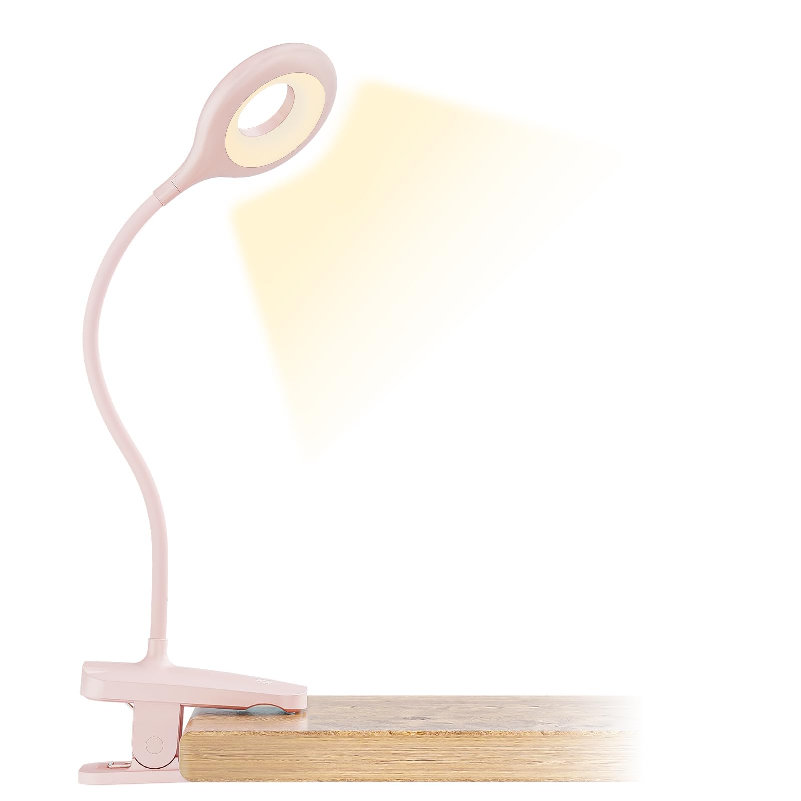 CUHIOY Clip on Reading Light for Bed, Rechargeable Battery Desk Lights, 5 Colour 5 Brightness & Touch Control Headboard Lamp, Large Clamp Lamp with Flexible Neck, Eye Protect LED Bedside Light, Pink-image-23