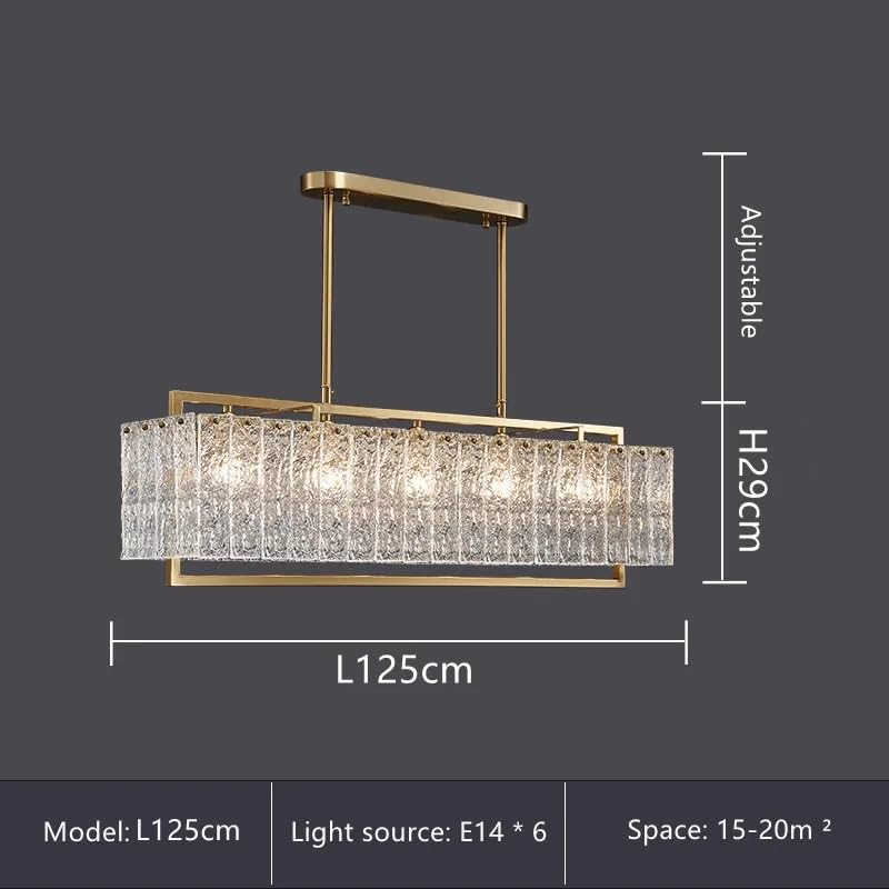 Lampadario da Ristorante in Vetro con Effetto Onda d'Acqua di Lusso Americano, Arredamento Postmoderno E Creativo per Soggiorno, Apparecchio di Illuminazione A LED,Neutral Light-Long 125CM