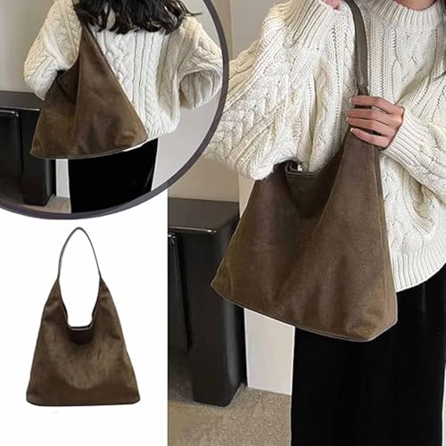 Suede Bag, Brown Suede Bag, Brown Suede Handbag, Retro Brown Suede Purse for Women, Large Slouchy Suede Shoulder Bag3