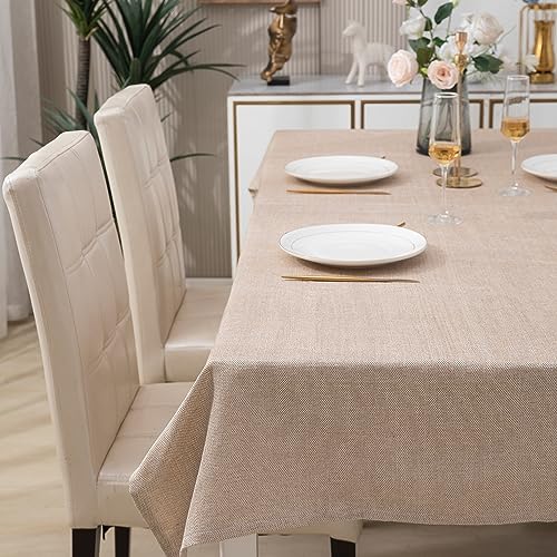 Image of HOKIPO Poly Jute Dining Rectangular Table Cloth 4 Seater 40X60 Inches Table Cover, Beige (IN361-BGE)