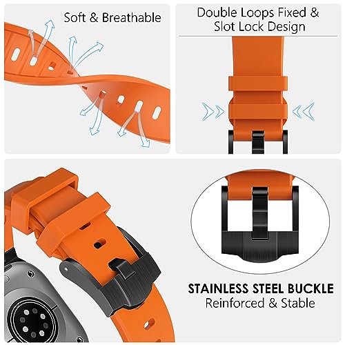 WINGLE 49mm 46mm 45mm 44mm 42mm(series 3) for Apple Watch Strap,Liquid Silicone Rubber Strap Replacement band for iWatch Ultra 3/Ultra 2 1/SE 3 2 1/Series 11 10 9 8 7 6 5 4 3 2 1,Black/Orange - Image 3