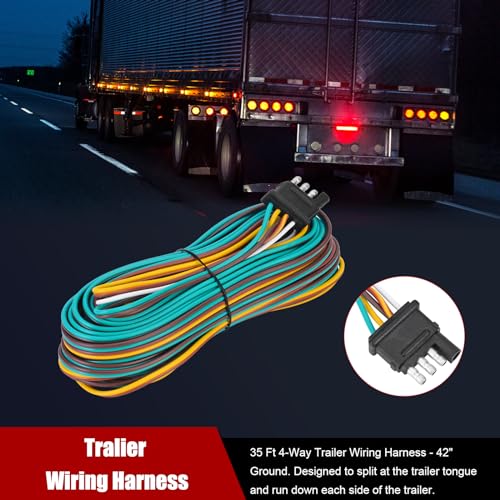 Image of LIMICAR 35FT 4 Wire Trailer Wire | Extended Wiring Length for Easy Routing, Secure Connections and Reliable Trailer Light Performance
