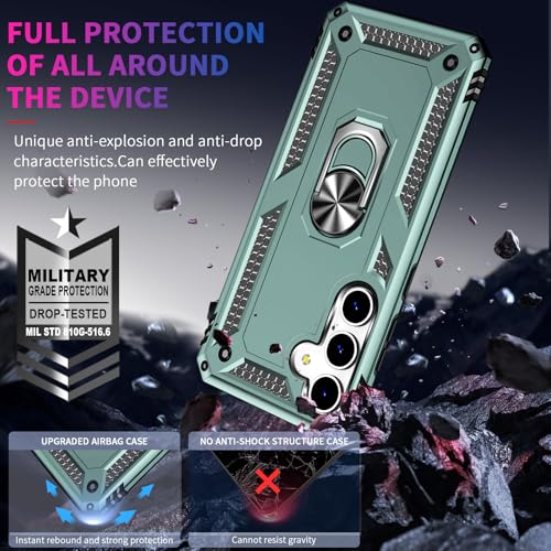 Coque S25 Plus antichoc verte avec anneau béquille protégeant l'écran