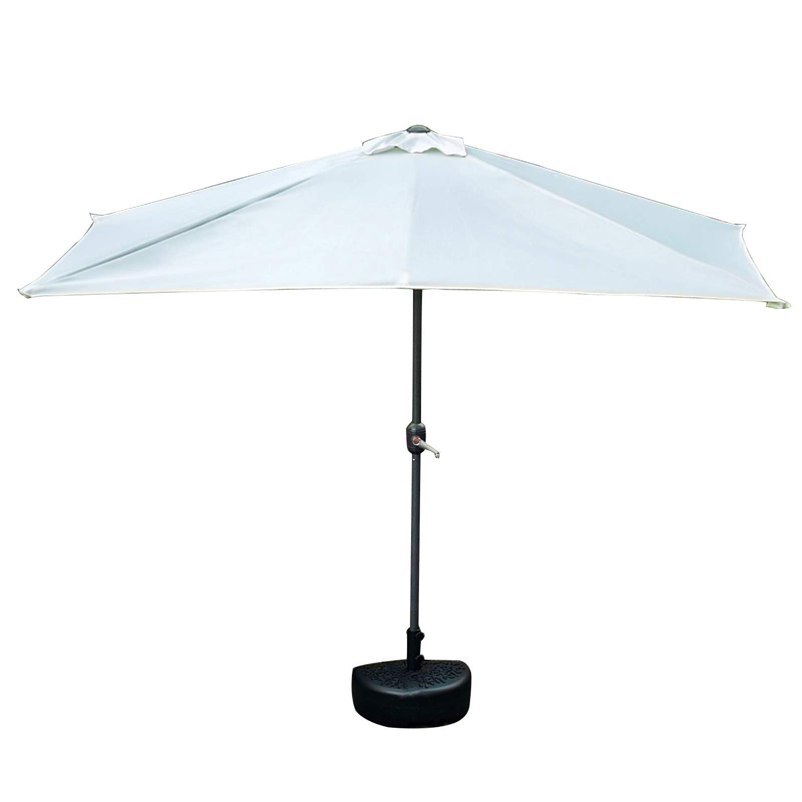 KIRLULU European Style 250cm Outdoor Hand Cranked Parasol, Half Square Umbrella Against The Wall With Crank And Base, Sun Protection, Prevent Light Rain Parasol