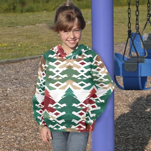 Kids Hoodies Sweaters Christmas Xmas Trees Hooded Sweatshirts with Big Pockets for Boys Girls B04003124