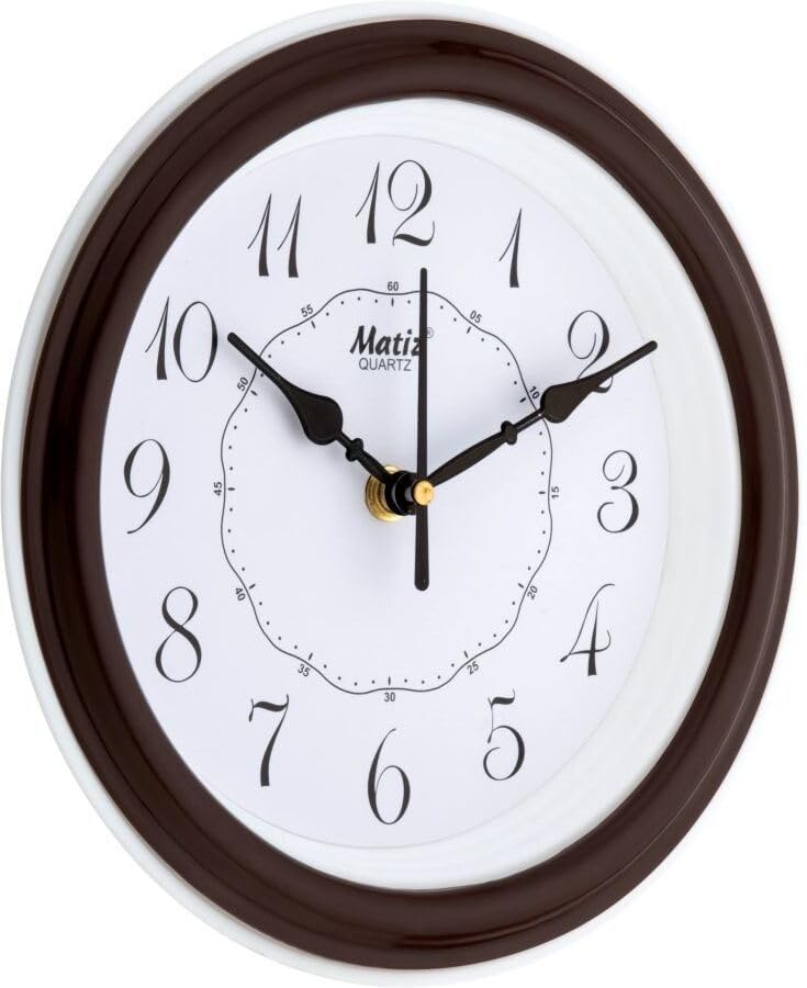 Image of Matiz Analog 30 cm X 30 cm Wall Clock | Brown | with Glass | Standard| 107 Brown