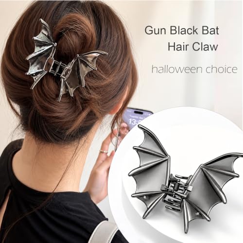 Parcce 3 PCS Halloween Hair Clips for Women, Gothic Bat Wing, Spider and Skeleton Hand Claw Clips, Gunmetal Goth Accessories, Strong Hold Halloween Hair Accessories, Spooky Skull Costume Party Gifts - image 7
