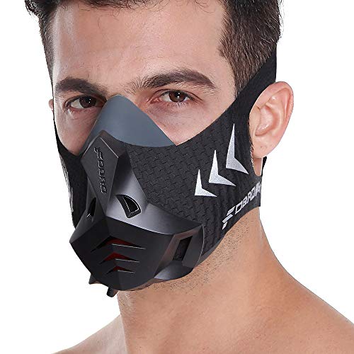 FDBRO Sports Mask Pro Masque d'entraînement pour Le Fitness, la Course, la résistance, Le Cardio, Le Masque d'endurance avec Filtre en Coton (Noir, S)