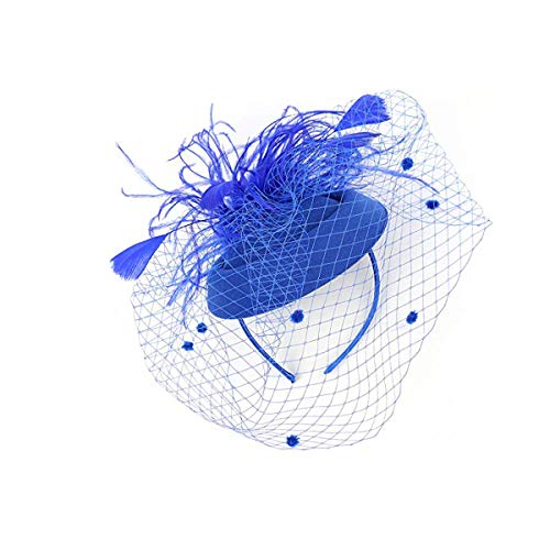 REYOK Fascinator Sombrero de Malla para Mujer - Pluma Novia Pluma Clip de Pelo Tocado Boda Partido Accesorio