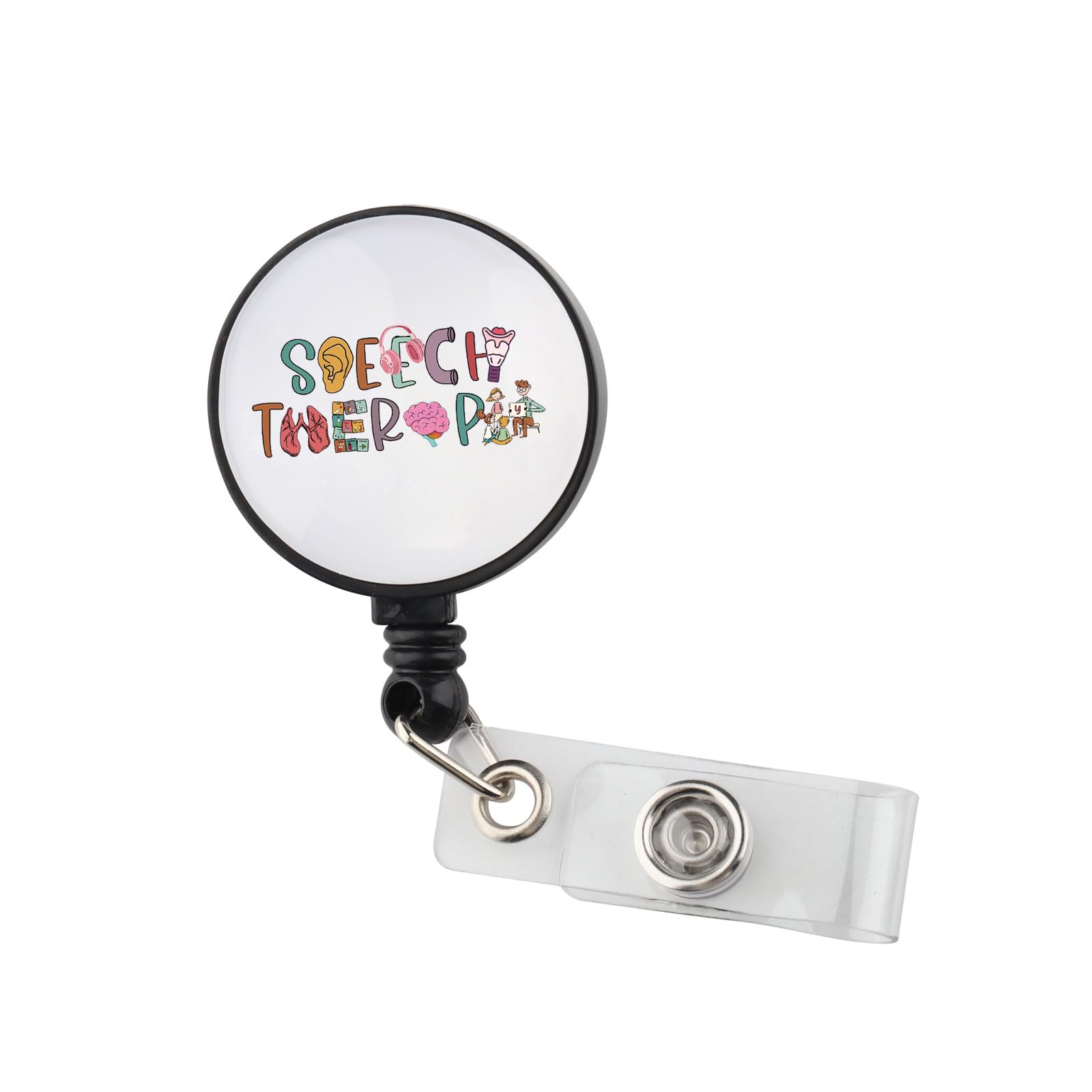 Speech Therapy Badge Reel SLP Badge Reel Speech Therapist Gift ID Badge Holder for Speech Language Pathologist (Speech Therapy BReel 3)