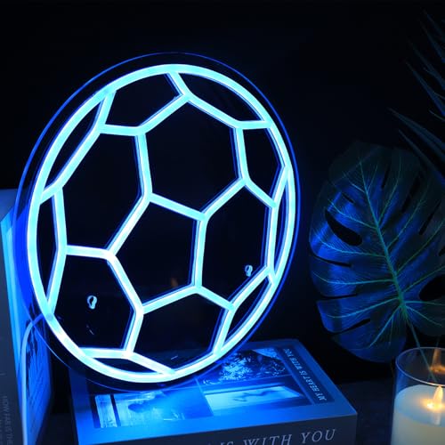 Image of Neon Sign Soccer Light, Battery /USB Powered, Adjustable Brightness, Boys' Room Decor & Gift (12.9 x 12.9 inches)