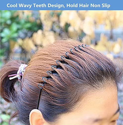 Image of Metal Hair Bands for Men Women's Headbands Unisex Black Wavy Spring Sports Headband for Men Hoop Clips Accessories Elastic Non Slip Outdoors